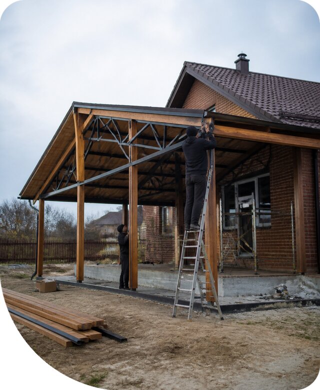Пристройка навеса к дому и участку в Ржеве под ключ